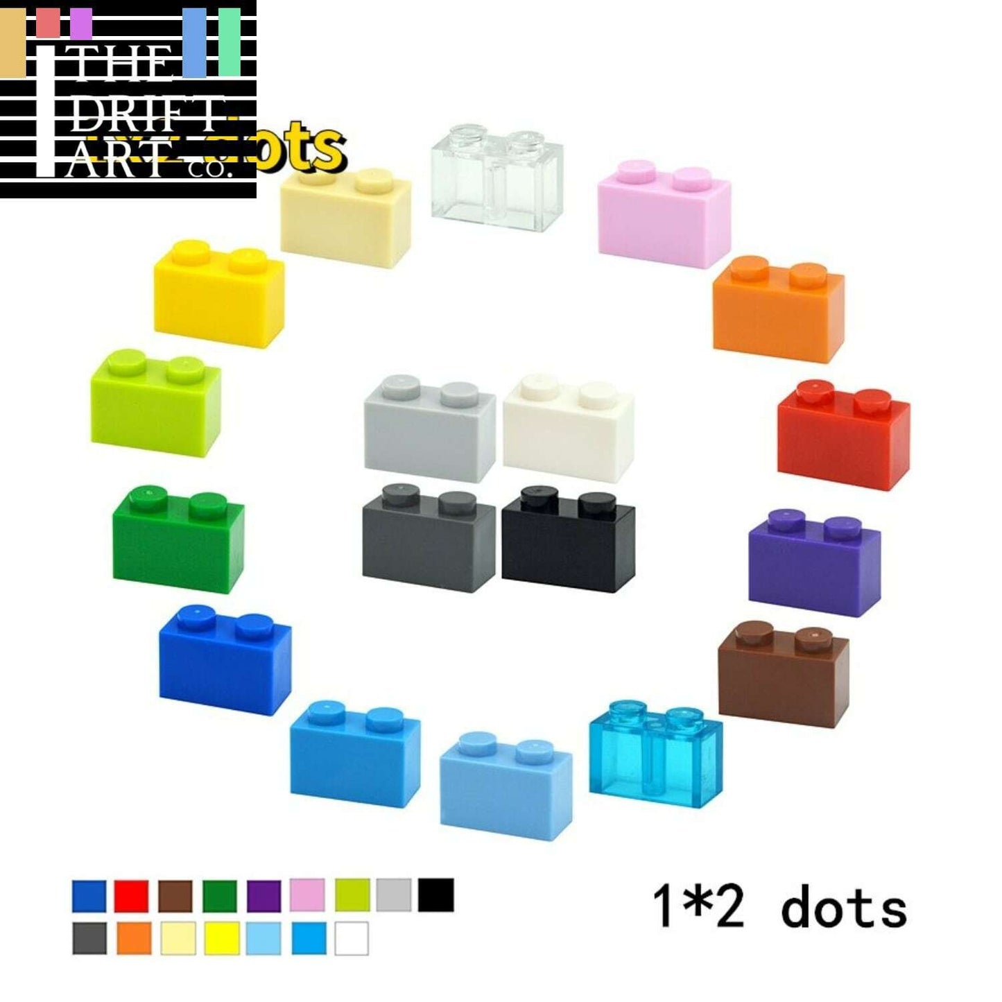 100pcs 1x2 Thick Brick 3004 Educational Building Block Bricks Toy - 18 Colors - - The Drift Art Co.