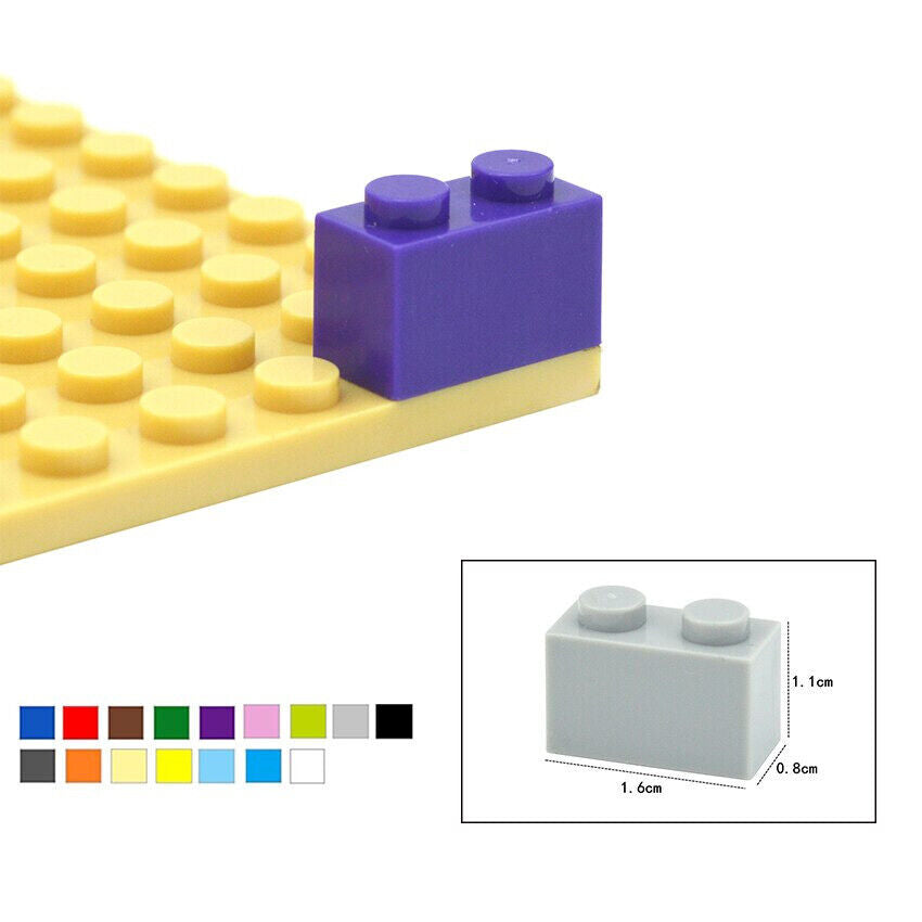 100pcs 1x2 Thick Brick 3004 Educational Building Block Bricks Toy - 18 Colors - - The Drift Art Co.