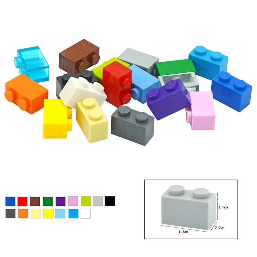 100pcs 1x2 Thick Brick 3004 Educational Building Block Bricks Toy - 18 Colors - - The Drift Art Co.
