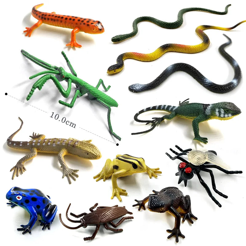 12pcs Frog grasshopper insect snake lizard Animal Miniature Art Toy Figure Doll - - The Drift Art Co.