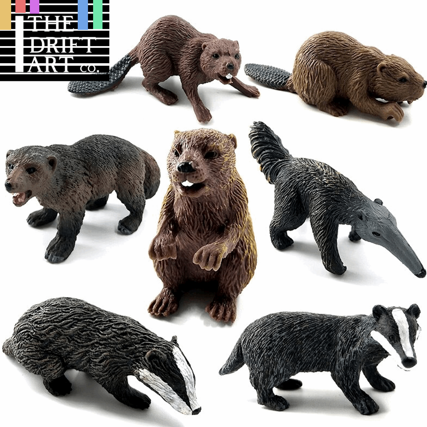 1pc Badger Wolverine Anteater Beaver Animal Miniature Art Toy Figure Doll DIY - - The Drift Art Co.
