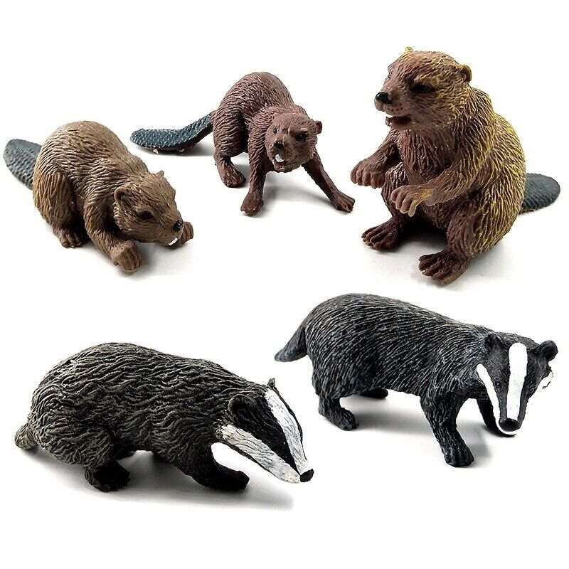 1pc Badger Wolverine Anteater Beaver Animal Miniature Art Toy Figure Doll DIY - - The Drift Art Co.