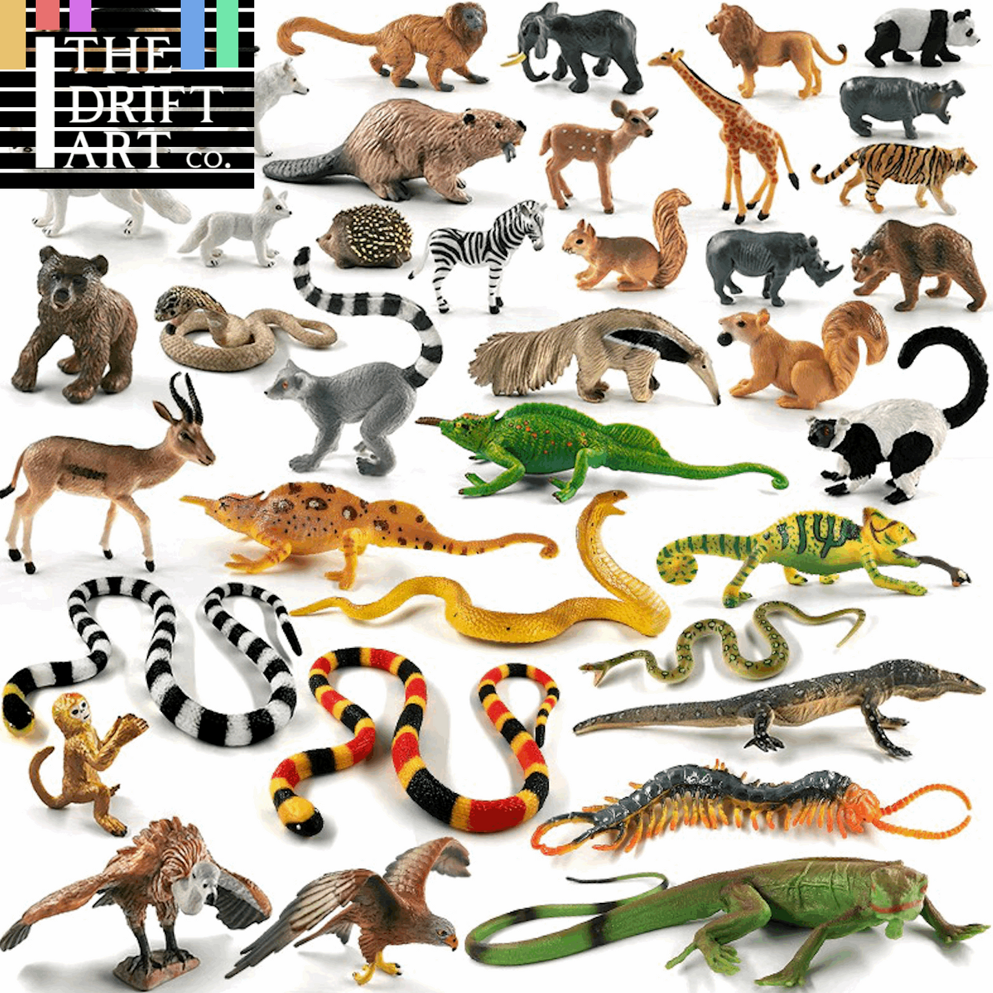 1pc Lizard Centipede Snake Squirrel Jungle Animal Miniature Art Toy Figure Doll - - The Drift Art Co.