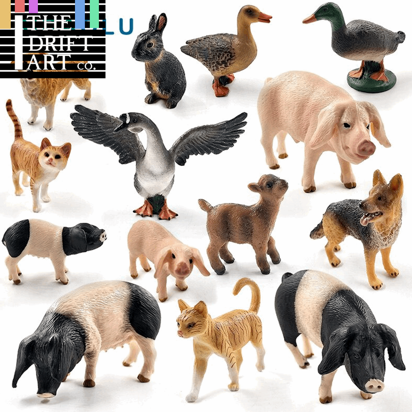 1pc Pig Cat Dog Rabbit Goat Sheep Duck Animal Miniature Art Toy Figure Doll - - The Drift Art Co.