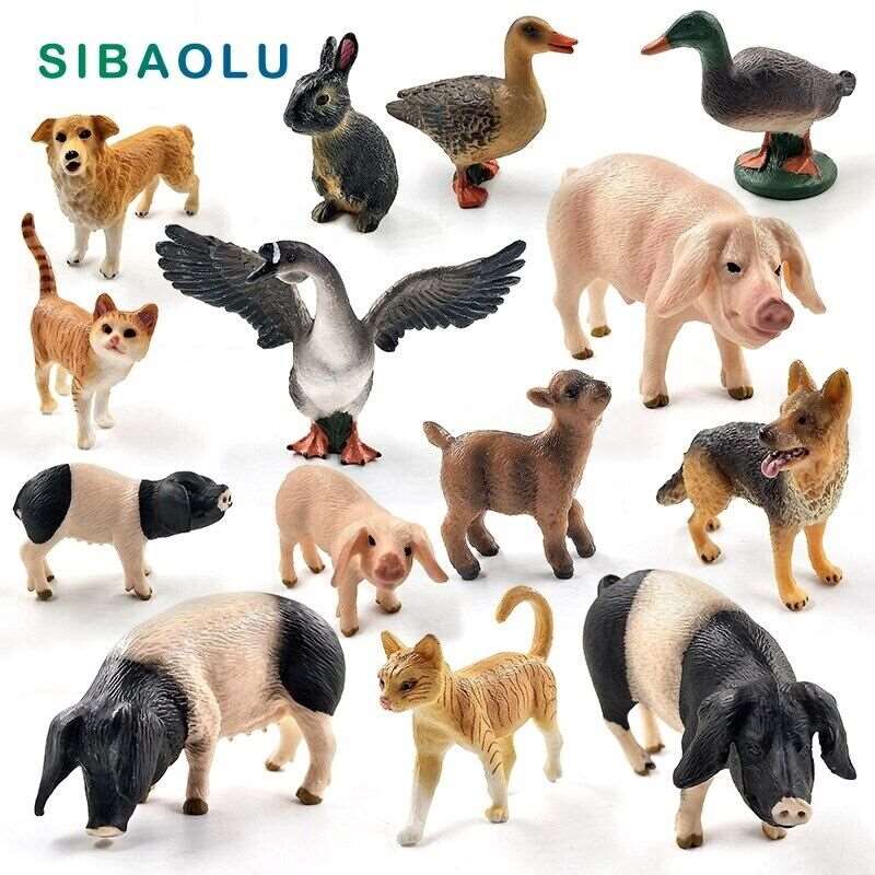 1pc Pig Cat Dog Rabbit Goat Sheep Duck Animal Miniature Art Toy Figure Doll - - The Drift Art Co.