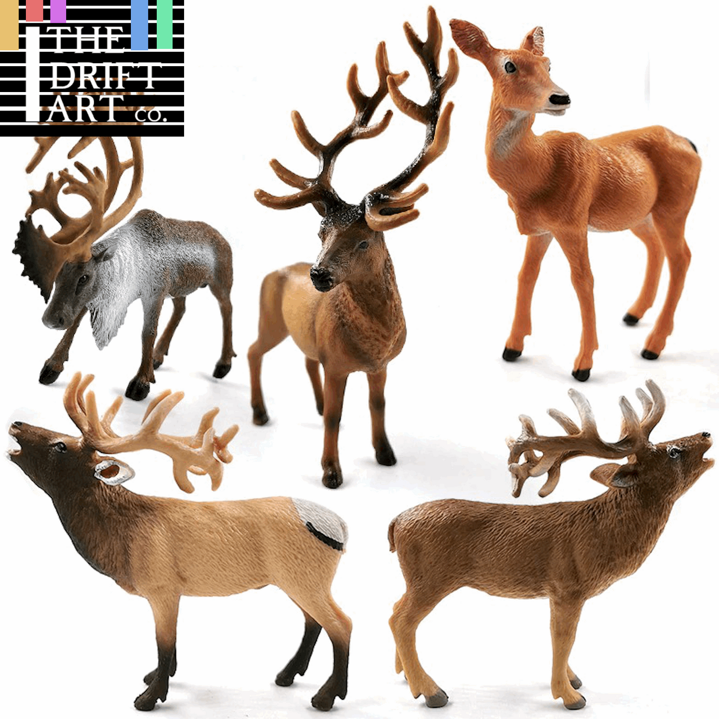 1pc Sika Deer Reindeer Elk Simulation Animal Miniature Art Toy Figure Doll DIY - - The Drift Art Co.