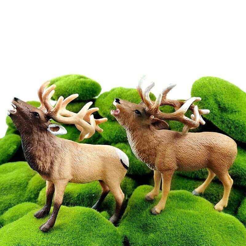 1pc Sika Deer Reindeer Elk Simulation Animal Miniature Art Toy Figure Doll DIY - - The Drift Art Co.