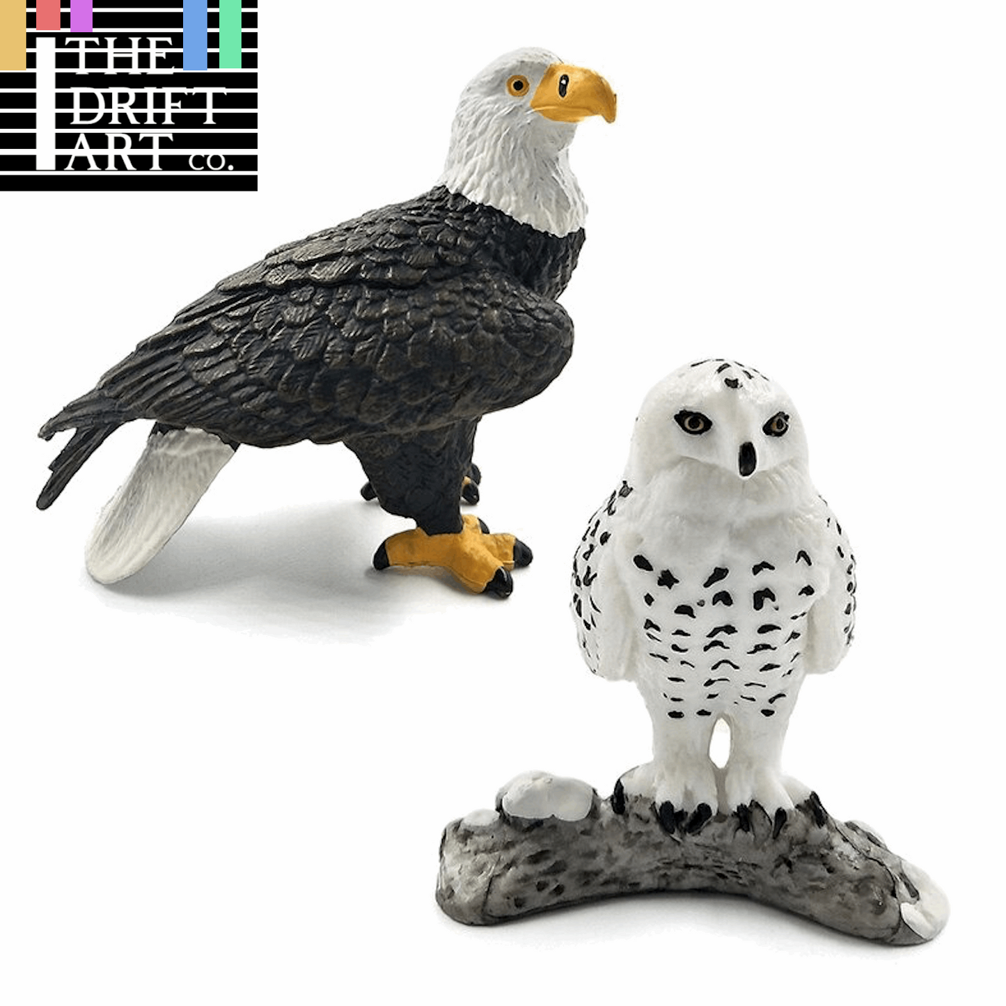 1pc Simulation Bald eagle Snowy Owl Animal Miniature Art Toy Figure Doll DIY - - The Drift Art Co.