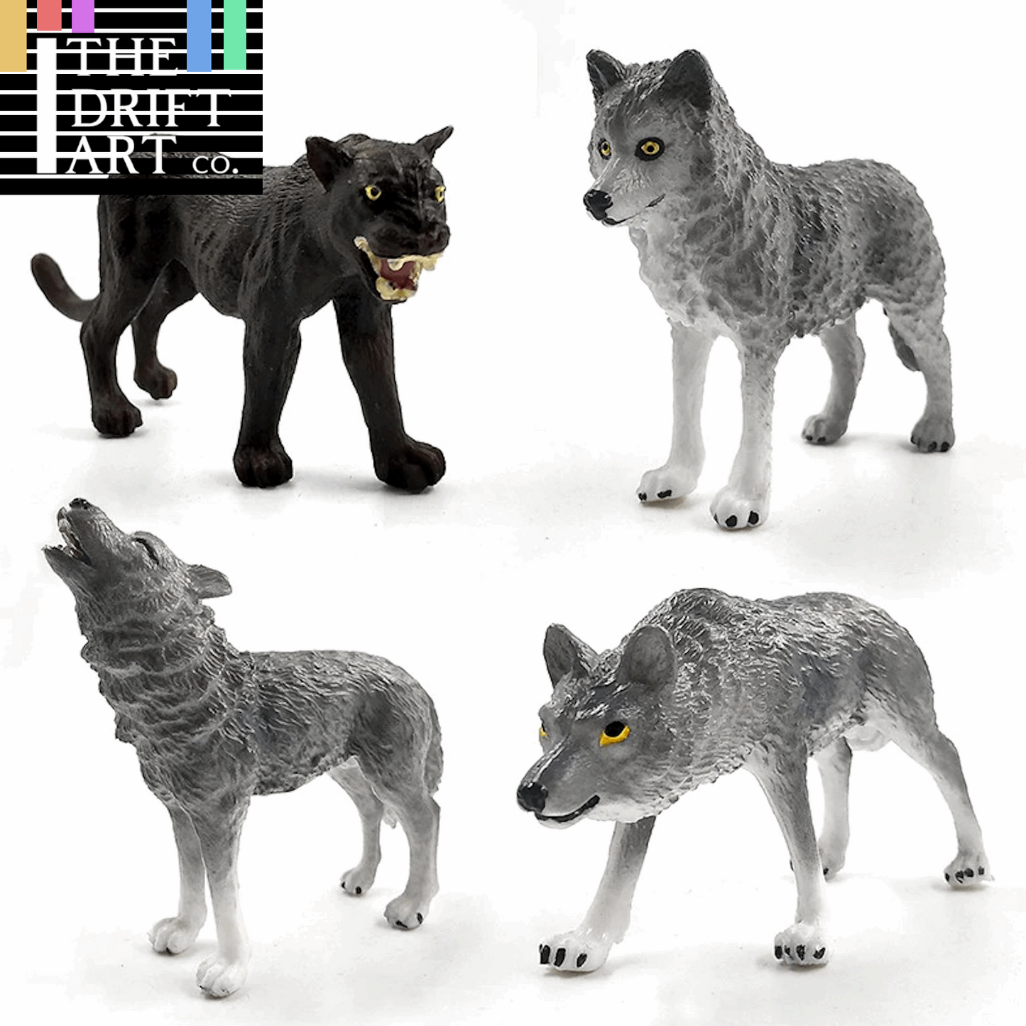 1pc Simulation Leopard Wolf Black Panther Animal Miniature Art Toy Figure Doll - - The Drift Art Co.