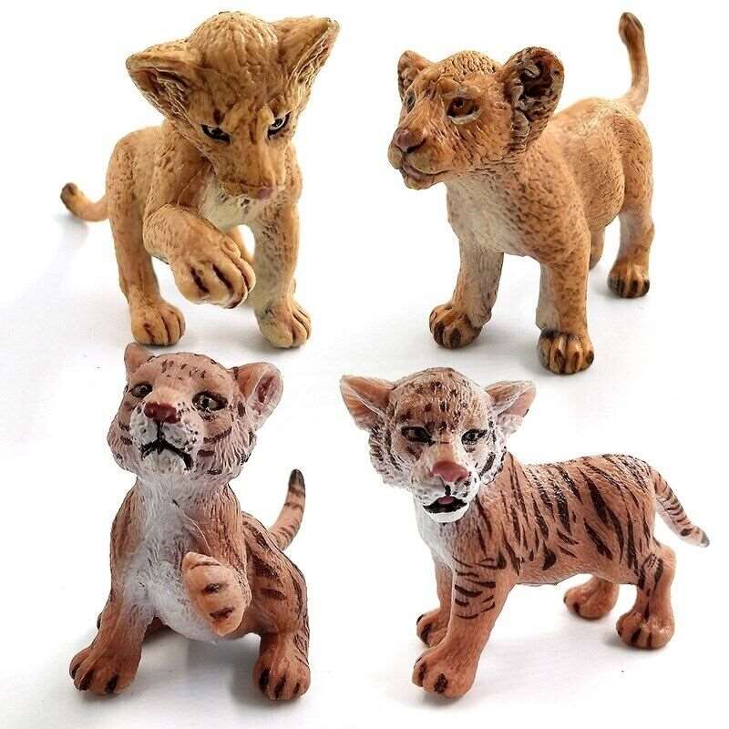 1pc Simulation mini Lion Tiger Lynx Animal Miniature Art Toy Figure Doll - Action Figure - - The Drift Art Co.