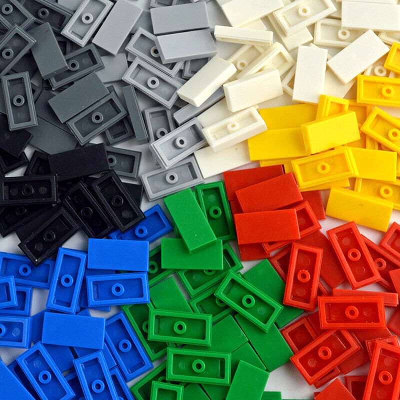 200pcs Ceramic Smooth Flat Tile 1x2 Building Blocks Bricks Toy DIY - Many colors - - The Drift Art Co.