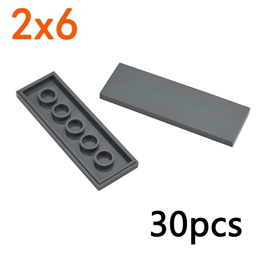 30pcs Smooth Thin Flat Tile 2x6 69729 Building Block Brick Toy DIY - Many colors - Minifigure - - The Drift Art Co.