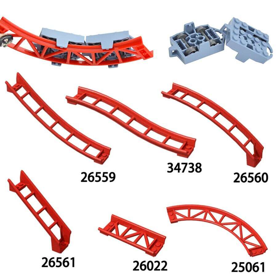 4pc Roller Coaster Rail Bow Slope w Shaft for Lego Kit Building Blocks Brick Set - LEGO (R) Complete Sets & Packs - - The Drift Art Co.
