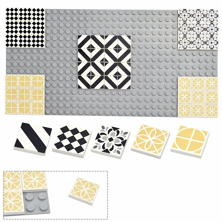 50pcs MOC House 2x2 Floor Ceramic Printed Tile Building Blocks Bricks Toy DIY - - The Drift Art Co.