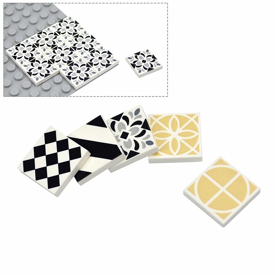 50pcs MOC House 2x2 Floor Ceramic Printed Tile Building Blocks Bricks Toy DIY - Minifigure - - The Drift Art Co.