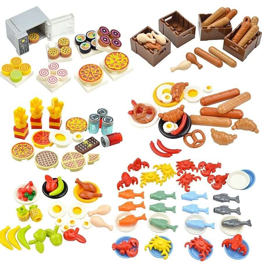 City Food Hamburger Fries Cake Chocolate Pizza for Lego Building Blocks Set DIY - LEGO (R) Bricks, Pieces & Parts - - The Drift Art Co.