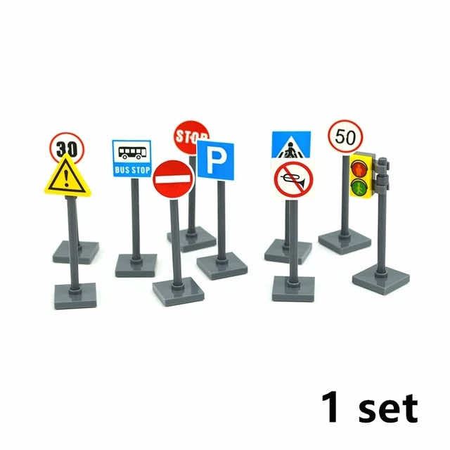 MOC City Road Traffic Lights Sign street for Lego Kit Building Blocks Sets DIY - - The Drift Art Co.