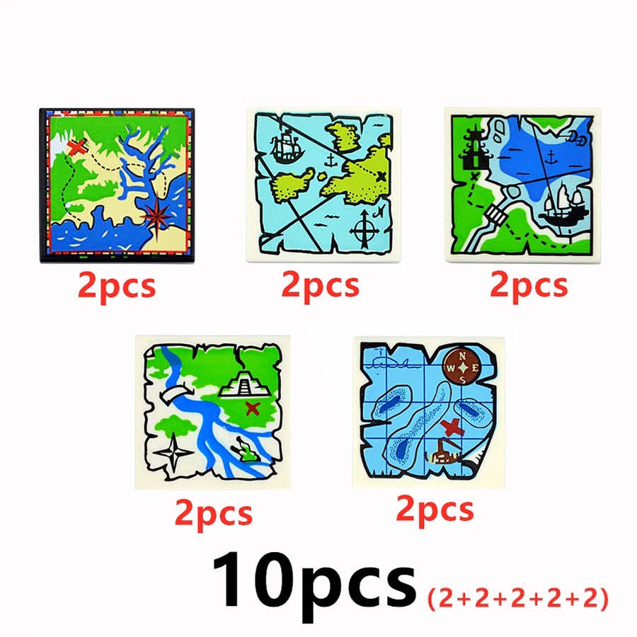 Treasure Navigation Map 10pcs 3068 2x2 For Lego Building Block Brick Sets DIY - - The Drift Art Co.