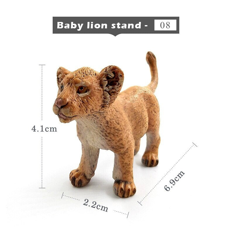 1pc Simulation mini Lion Tiger Lynx Animal Miniature Art Toy Figure Doll