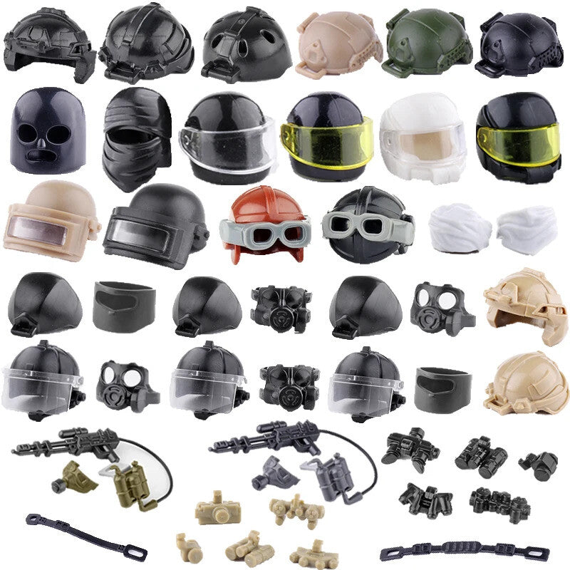 Military Solider Figures Helmets Mask weapon For LEGO Building Blocks Brick Toy