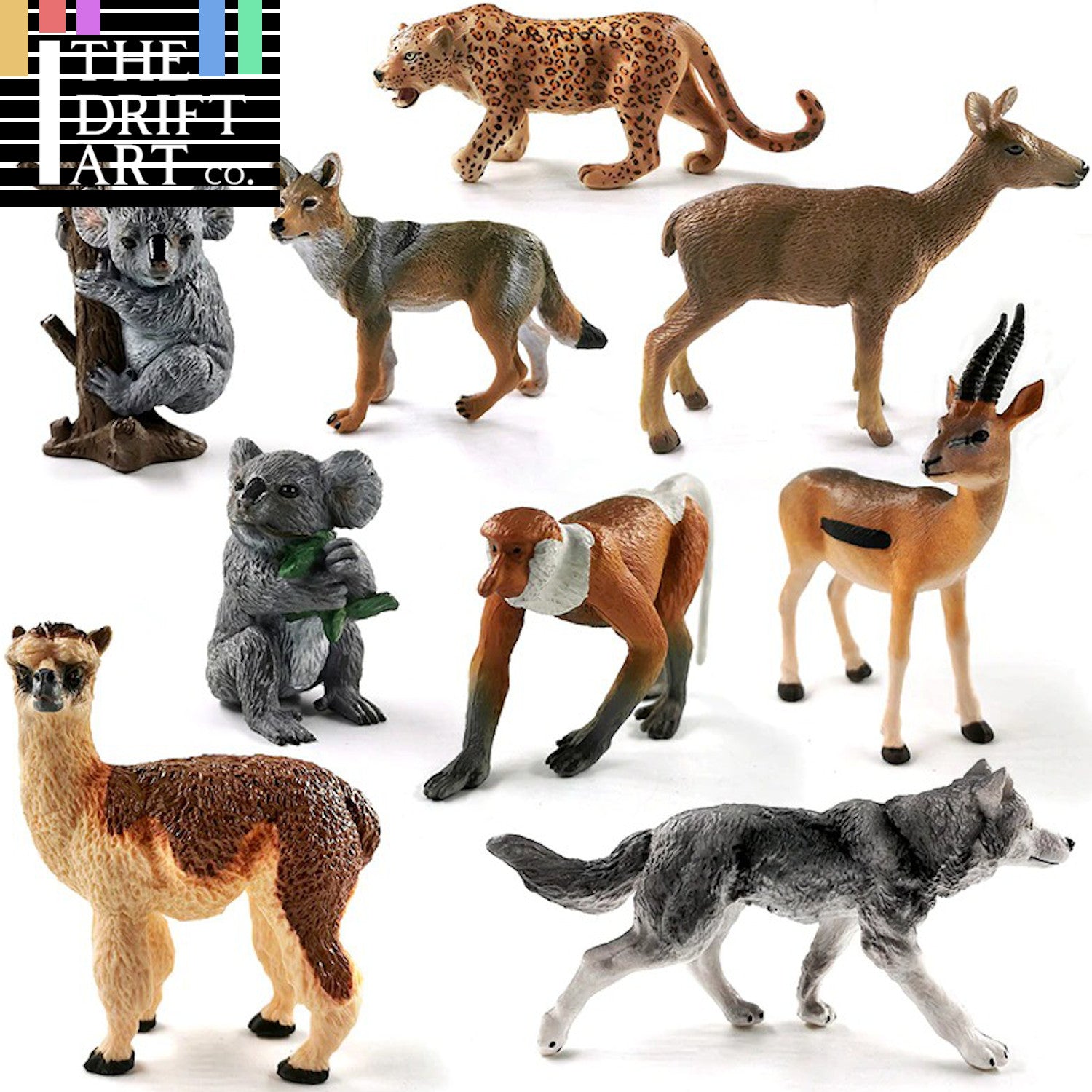 1pc Wolf Deer Leopard Alpaca Koala Antelope Animal Miniature Art Toy Figure Doll