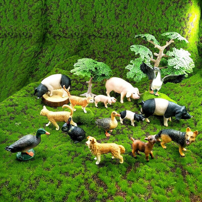 1pc Pig Cat Dog Rabbit Goat Sheep Duck Animal Miniature Art Toy Figure Doll