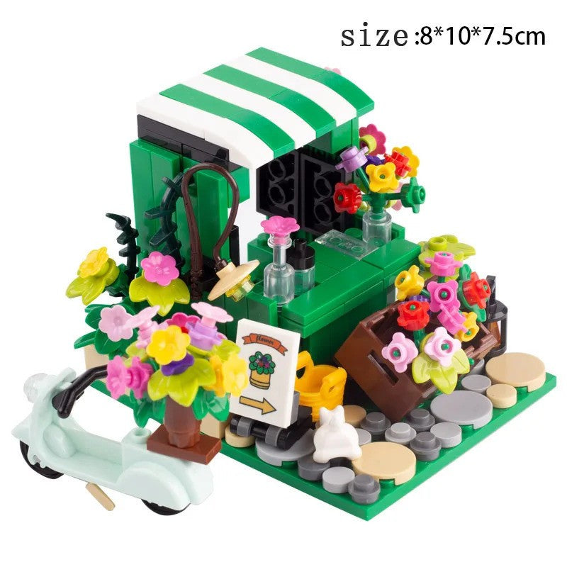MOC City Food Stall Call Box Street Trolley for Lego Sets Building Blocks Set