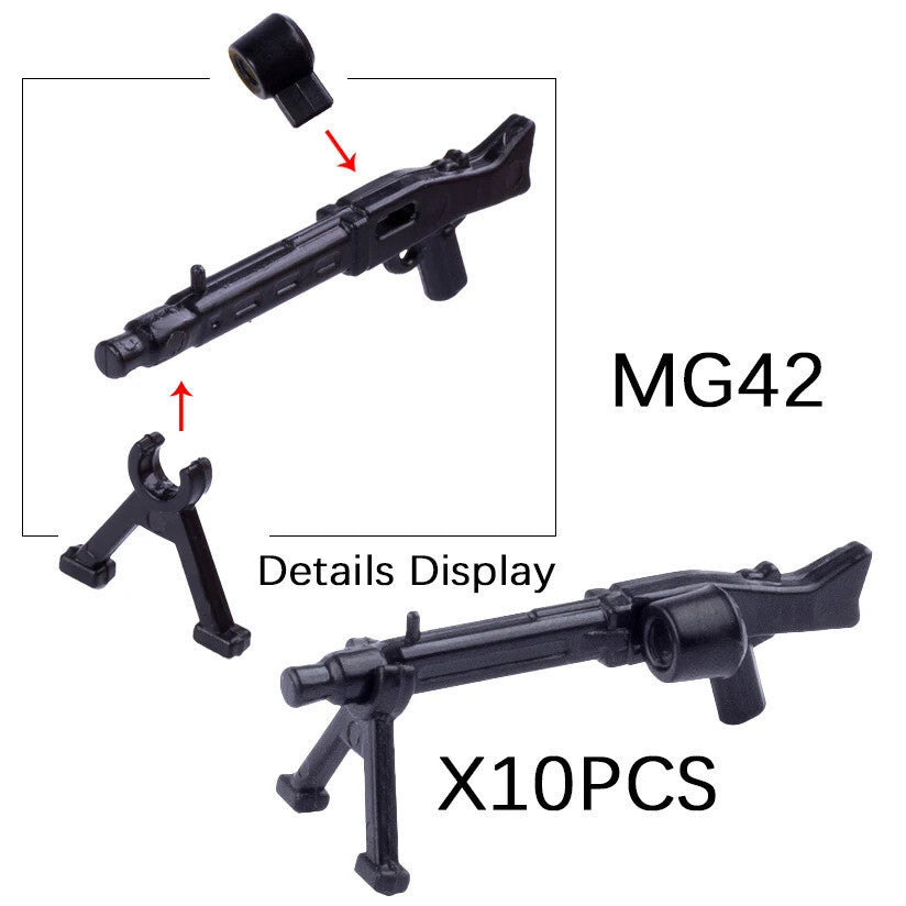 Military Soldier MOC WW2 Gun Arms 98K PPSH For LEGO Building Blocks Brick Toy