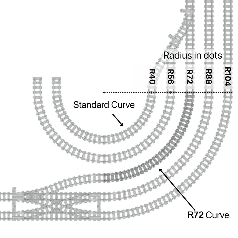 Train Rail Curve Fork Tracks R56 R72 R88 for Lego Kit Train Building Blocks Set