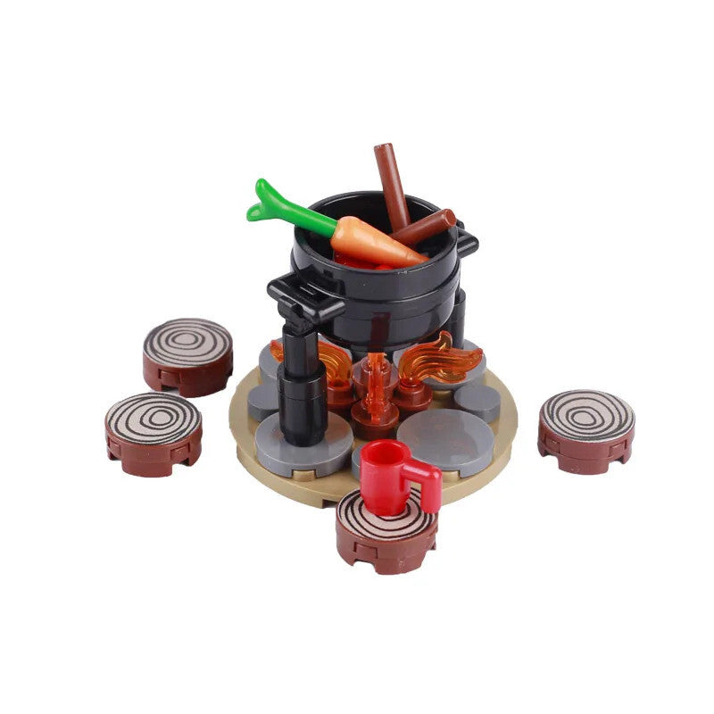MOC Notice Board Bonfire Stove Medieval Town Street For LEGO Building Blocks Set