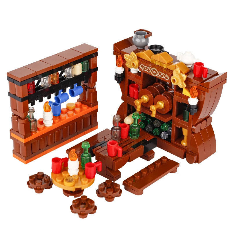 MOC Notice Board Bonfire Stove Medieval Town Street For LEGO Building Blocks Set