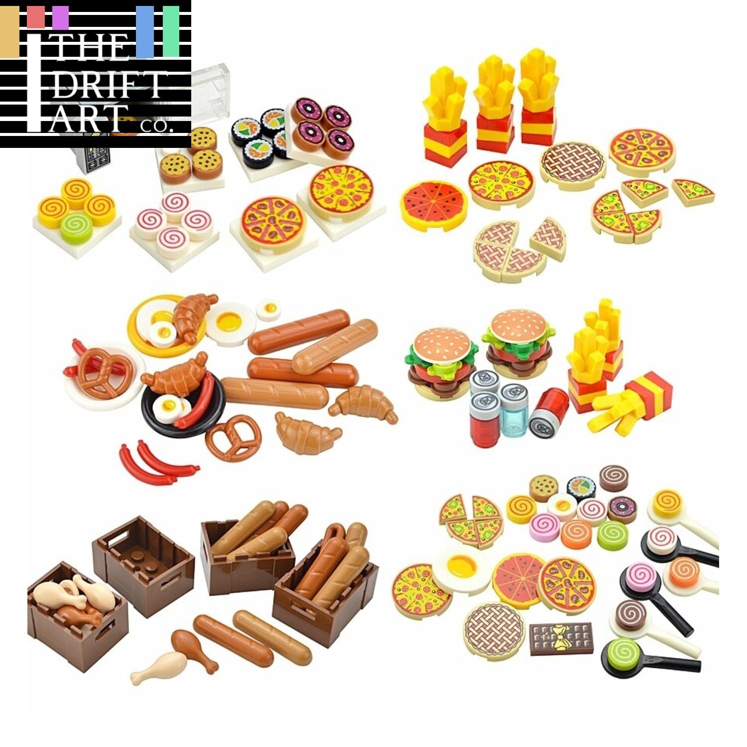 City Food Hamburger Fries Cake Chocolate Pizza for Lego Building Blocks Set DIY