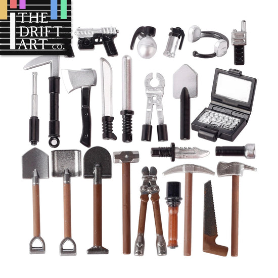 Military SWAT Weapon Shovel Arms Farm Tools Soldier Army Building Blocks Toy DIY