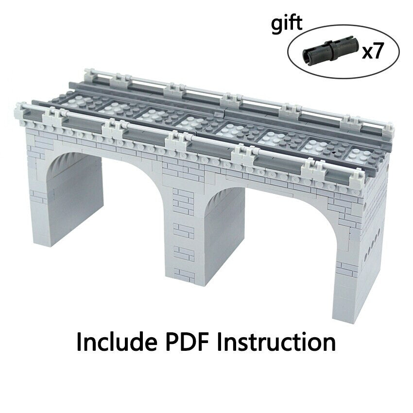 City Train Track Viaduct Railway MOC for Lego Kit Building Blocks Brick Sets DIY