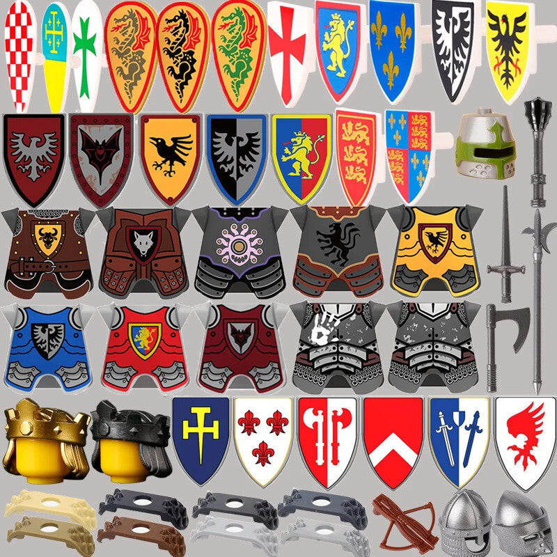 Medieval Military Army Soldier Shield Helmet For LEGO Building Blocks Brick Toy
