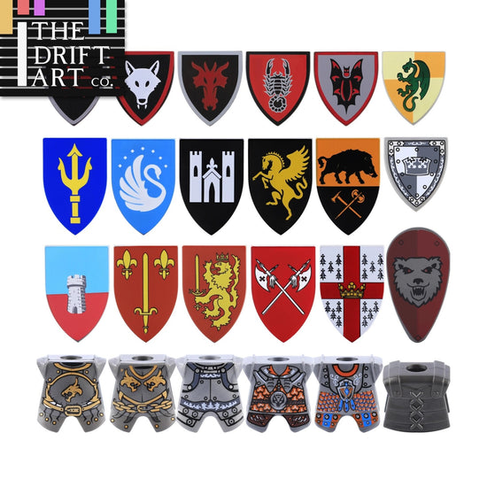 Medieval Military Knights Wolf Shield Armor For LEGO Building Blocks Brick Toy