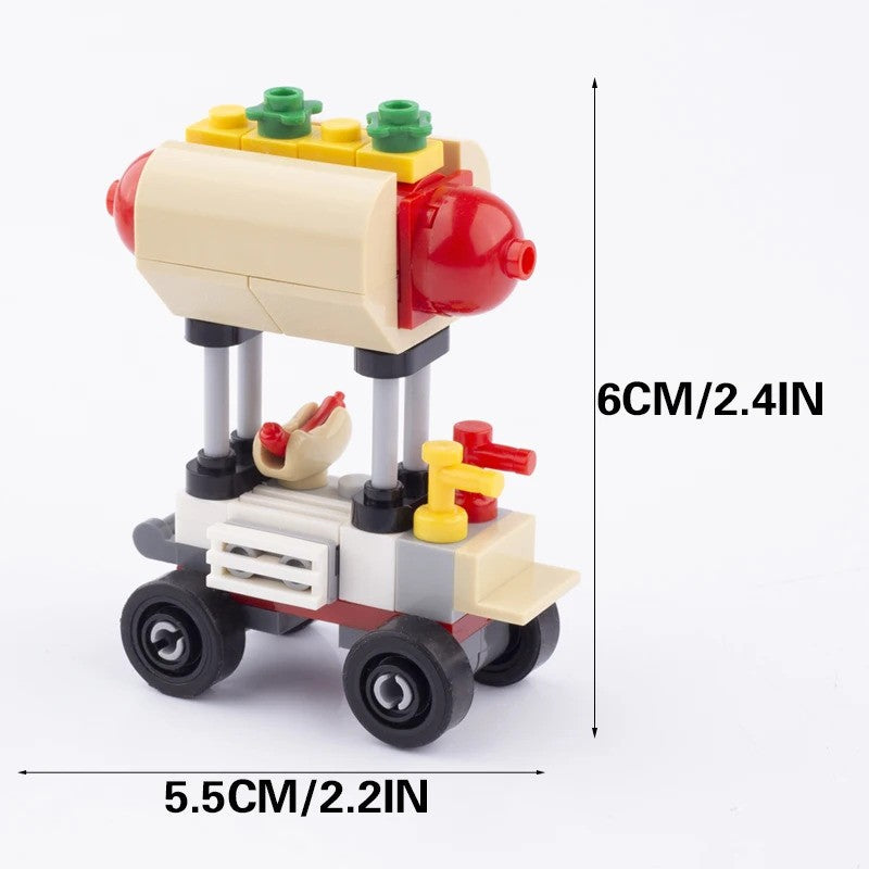 MOC City Food Stall Call Box Street Trolley for Lego Sets Building Blocks Set