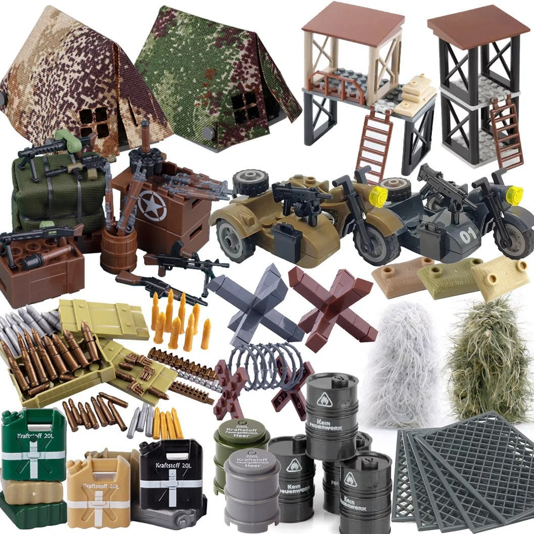 Military Oil Drum Fuel Tank Army War Scene For LEGO Building Blocks Brick Toy