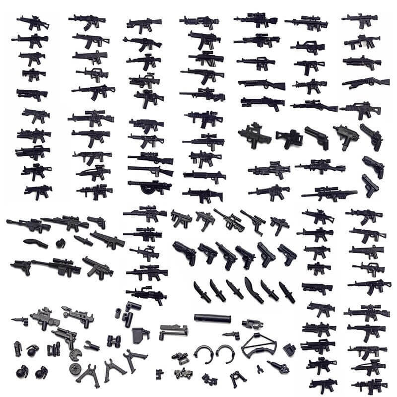 Military Weapon Gun Rifle Pistol Mortar SUV Motorcycle Building Blocks Toy DIY