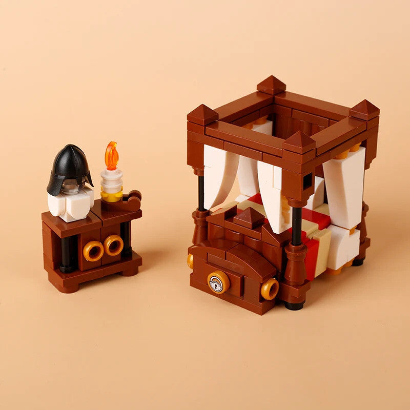 MOC Notice Board Bonfire Stove Medieval Town Street For LEGO Building Blocks Set