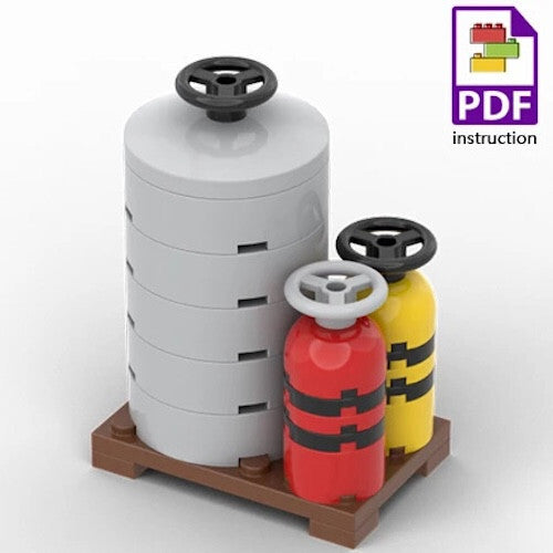 MOC Fuel Gas Tank Wine Barrels Forklift For LEGO Building Blocks Set
