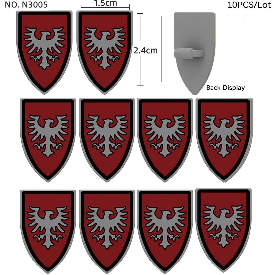 Medieval Military Knights Shields Middle Age For LEGO Building Blocks Brick Toy