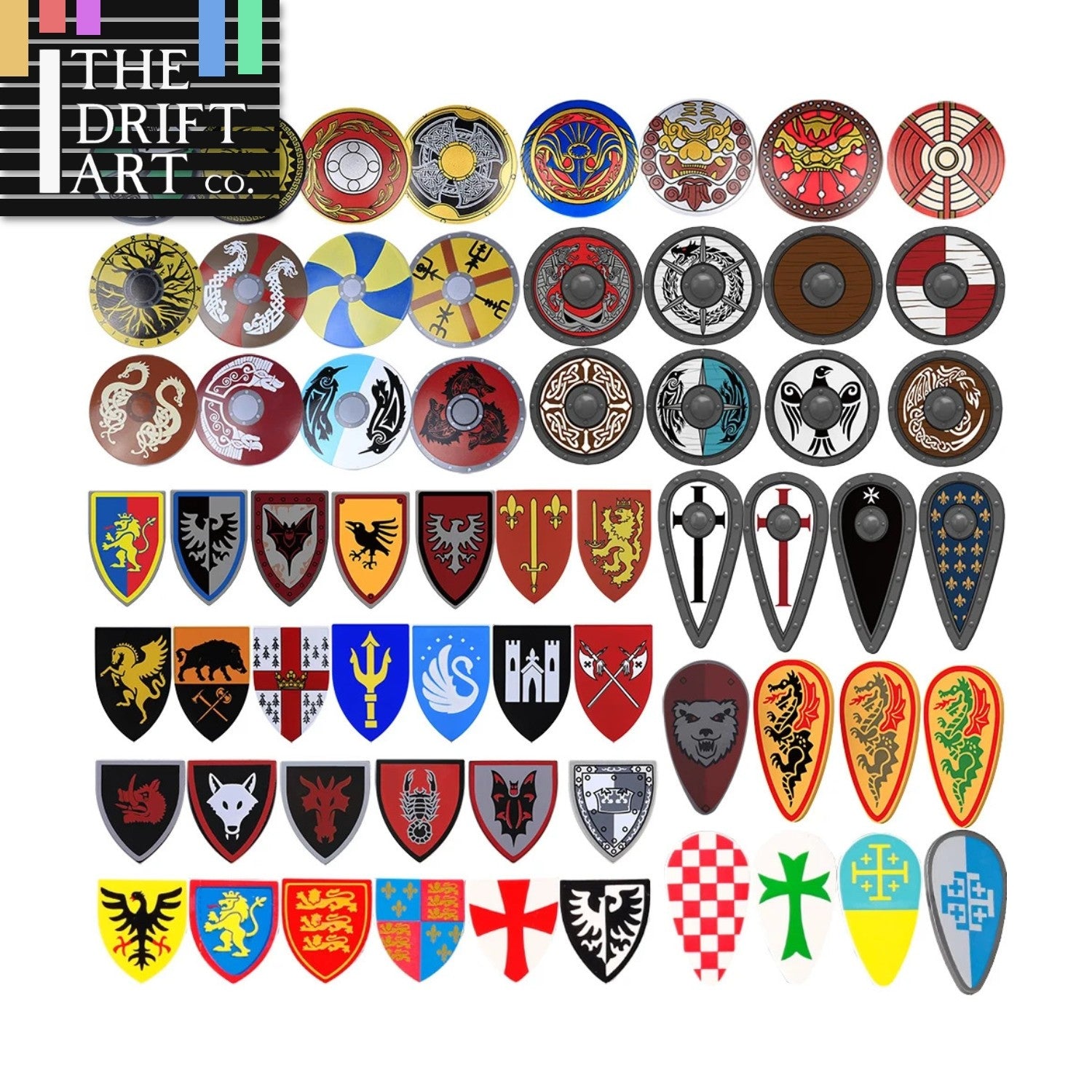 Medieval Military Knights Shields Middle Age For LEGO Building Blocks Brick Toy