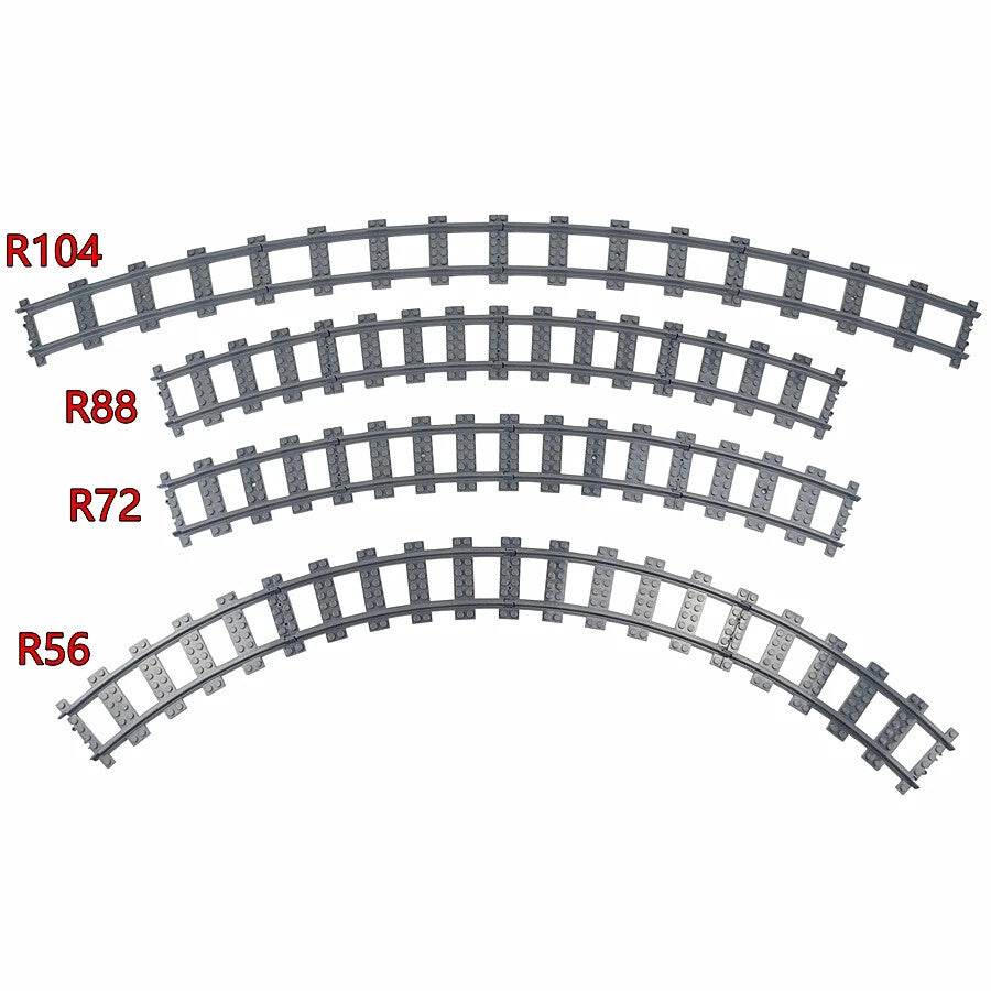 Train Rail Curve Fork Tracks R56 R72 R88 for Lego Kit Train Building Blocks Set
