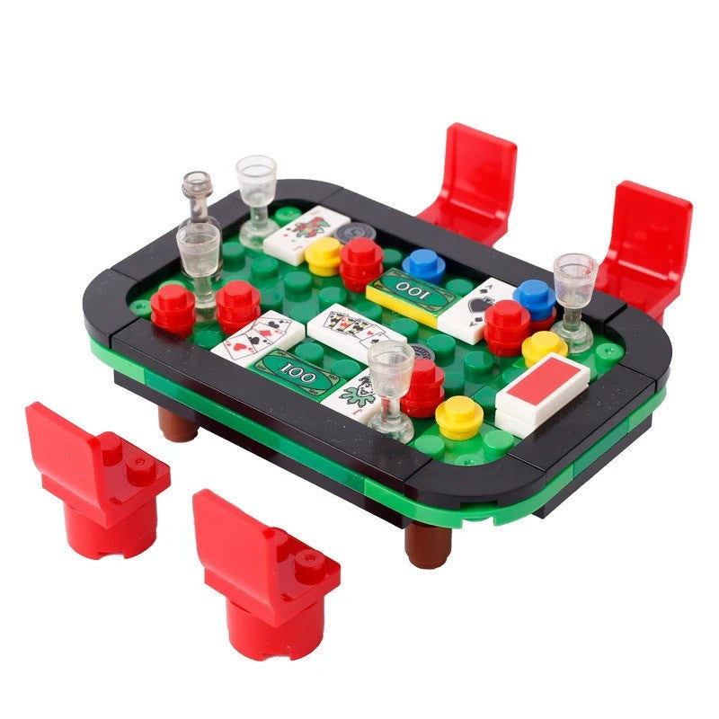 MOC City Poker Table Slots Chess Cards Game Room For LEGO Building Blocks Set