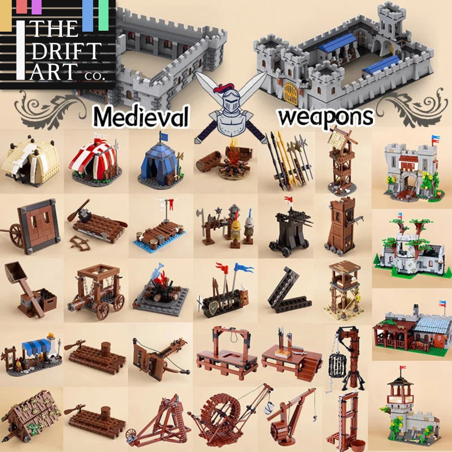 MOC Medieval Military Castle Siege Weapons War Army Knights For LEGO Building Blocks Set