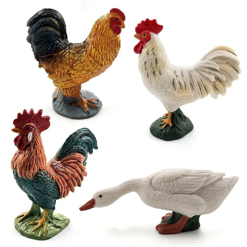 1pc Simulation Chicken Duck Goose Figurine Animal Miniature Art Toy Figure Doll