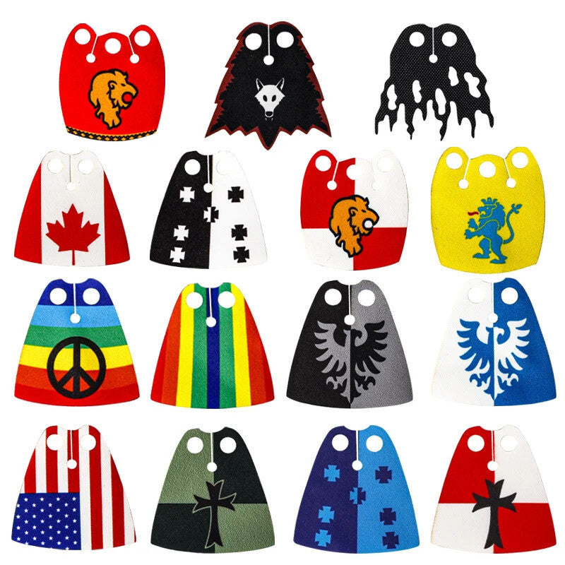 Medieval Military Officer Cape Lion Knights Fur Cloak For LEGO Building Blocks Brick Toy