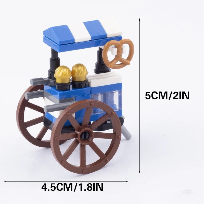MOC City Food Stall Call Box Street Trolley for Lego Sets Building Blocks Set