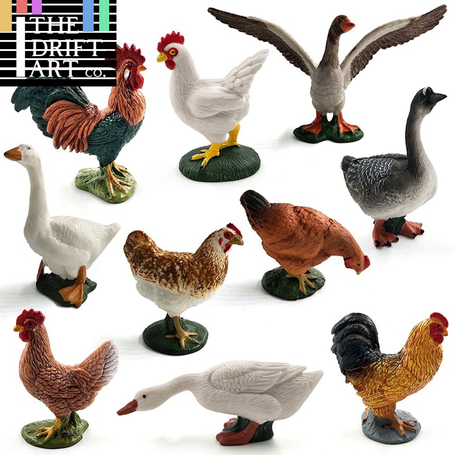 1pc Simulation Chicken Duck Goose Figurine Animal Miniature Art Toy Figure Doll